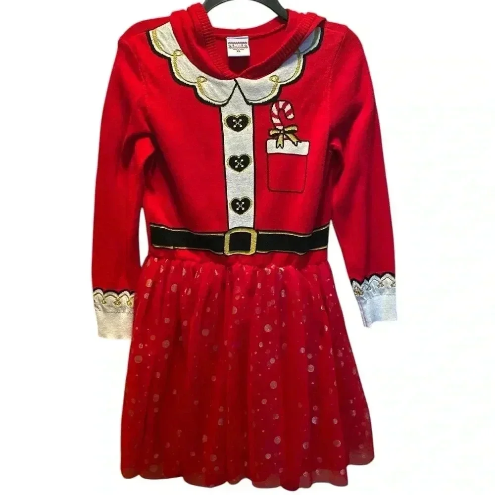 Holiday Dress XL (Girls) long Sleeve Red Gold Nutcracker Sweater Dresss 2023